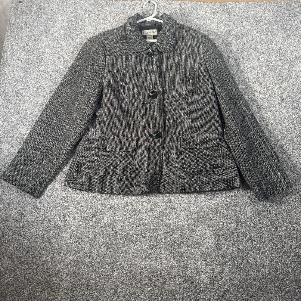 Vtg 90s Y2K Sag Harbor Blazer 16 Herringbone Classic Preppy Academia Heritage